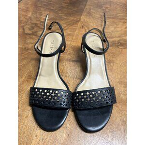 Talbots Women’s 8 Black Strappy Leather Slingback Open Toe Sandals Kitten Heels